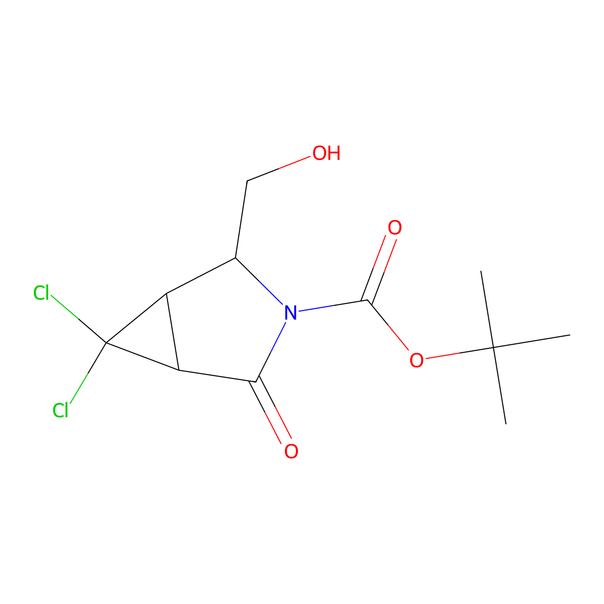 tert-Butyl (1S,2S,5R)-6,6-dichloro-2-(hydroxymethyl)-4-oxo-3-azabicyclo[3.1.0]hexane-3-carboxylate molecular structure, CAS 1817633-01-4