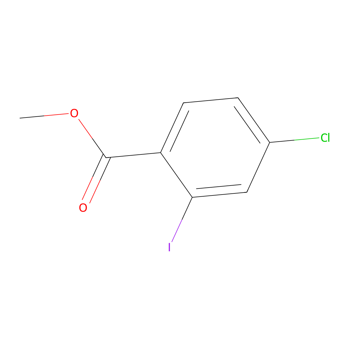 Methyl 4-chloro-2-iodobenzoate molecular structure, CAS 181765-85-5