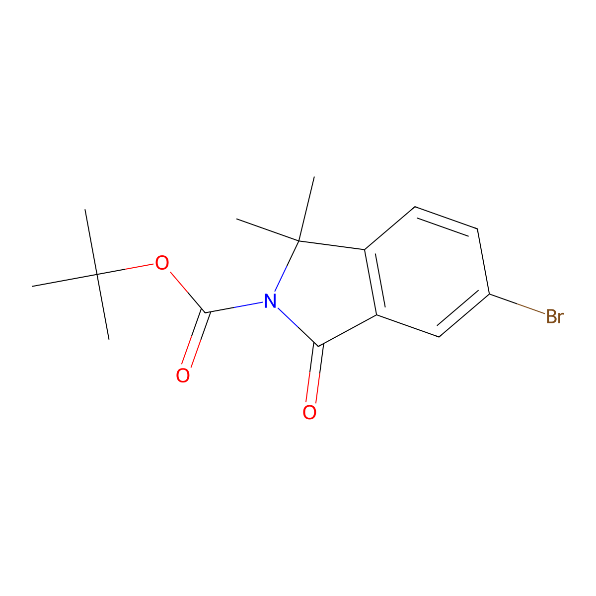 Tert-butyl 5-bromo-1,1-dimethyl-3-oxo-isoindoline-2-carboxylate molecular structure, CAS 1817672-32-4