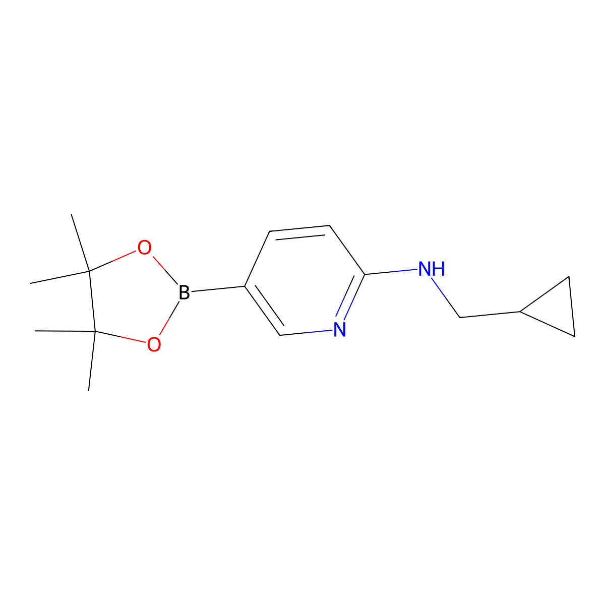 N-(Cyclopropylmethyl)-5-(4,4,5,5-tetramethyl-1,3,2-dioxaborolan-2-yl)pyridin-2-amine molecular structure, CAS 1817672-48-2