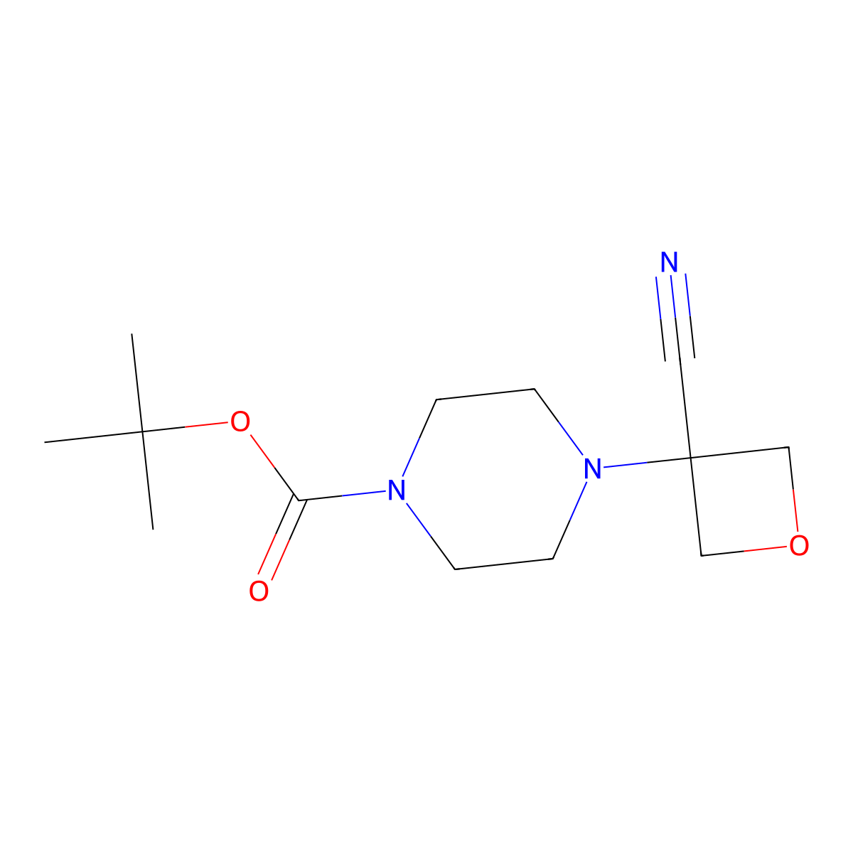 Tert-butyl 4-(3-cyanooxetan-3-yl)piperazine-1-carboxylate molecular structure, CAS 1817675-73-2