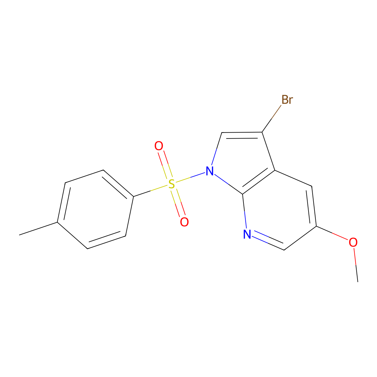 3-bromo-5-methoxy-1-tosyl-1H-pyrrolo[2,3-b]pyridine molecular structure, CAS 1817716-35-0
