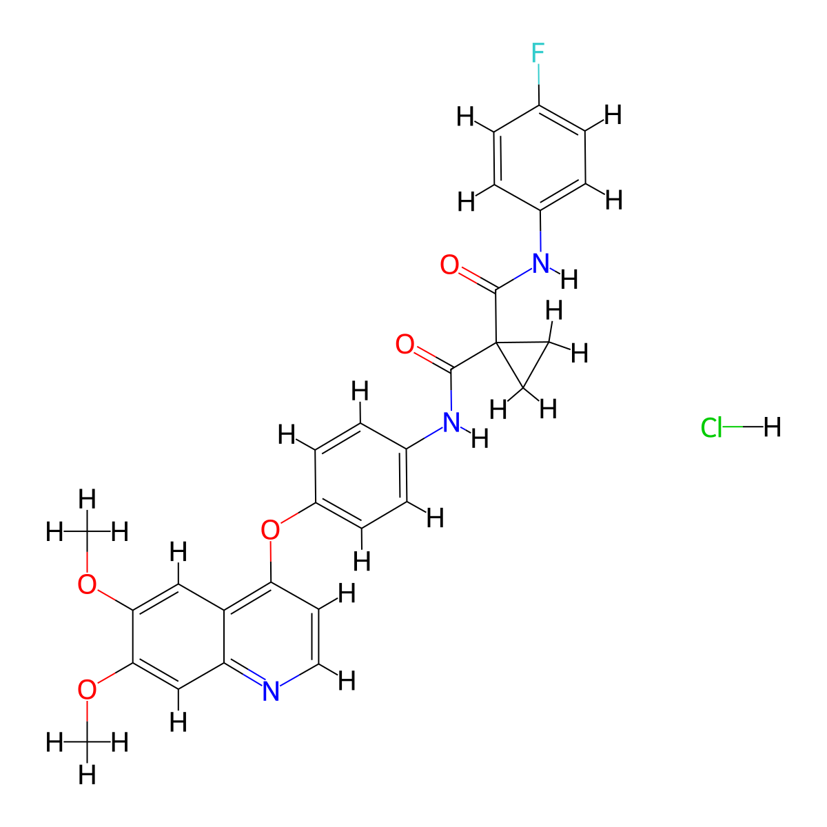 N'1-(4-((6,7-Dimethoxyquinolin-4-yl)oxy)phenyl)-N1-(4-fluorophenyl)cyclopropane-1,1-dicarboxamide hydrochloride molecular structure, CAS 1817759-42-4