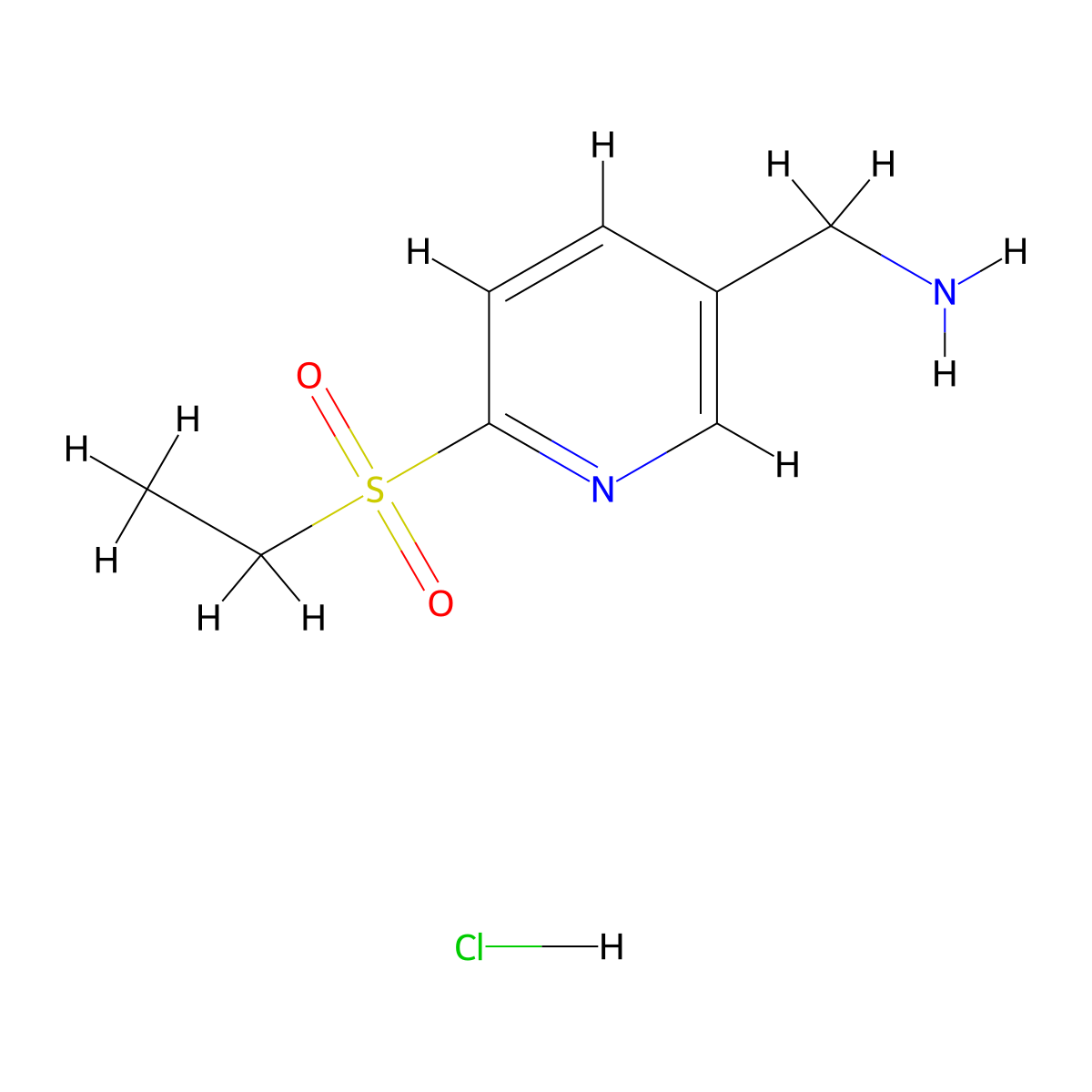 (6-(Ethylsulfonyl)pyridin-3-yl)methanamine hydrochloride molecular structure, CAS 1817776-68-3