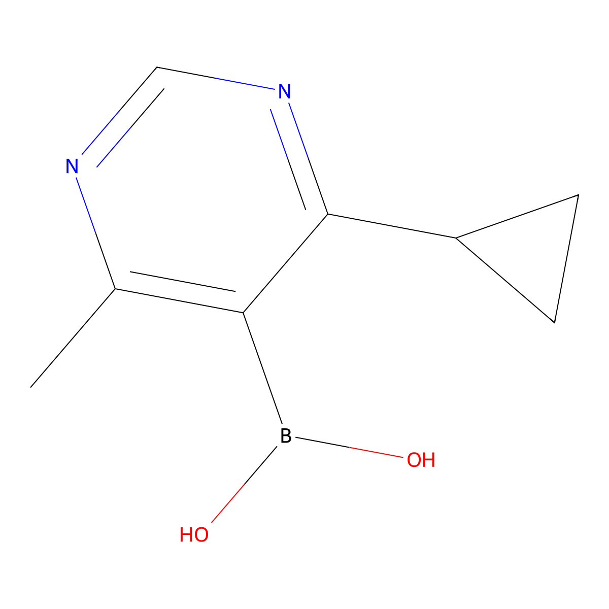 (4-Cyclopropyl-6-methyl-pyrimidin-5-yl)boronic acid molecular structure, CAS 1817776-86-5