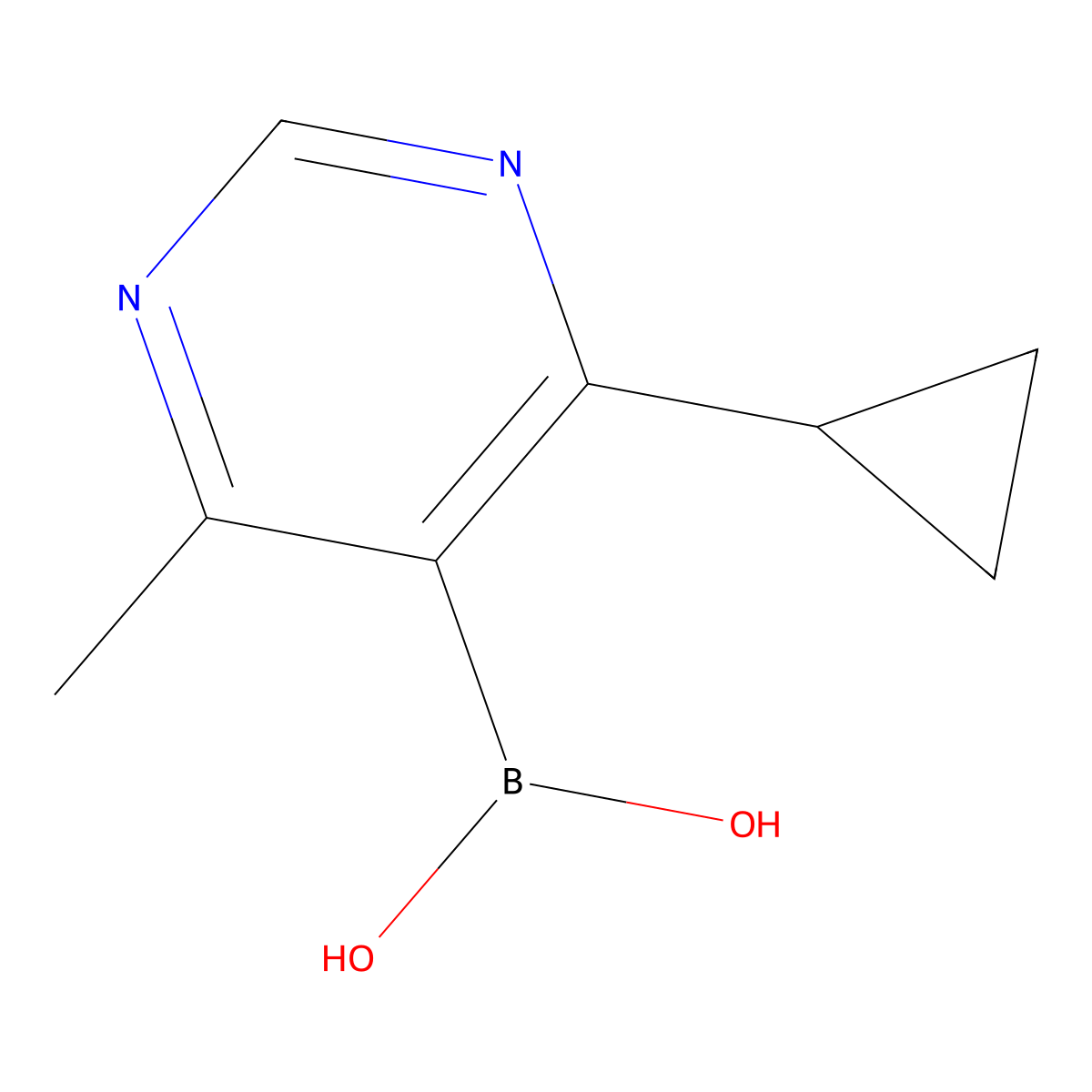 (4-Cyclopropyl-6-methyl-pyrimidin-5-yl)boronic acid molecular structure, CAS 1817776-86-5