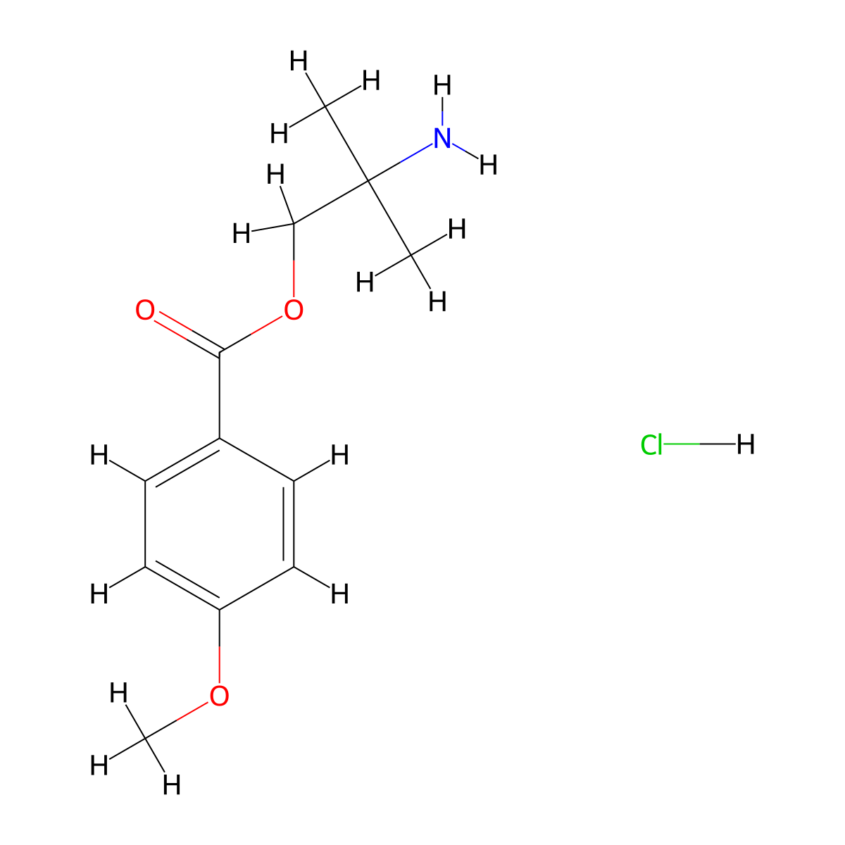 2-Amino-2-methylpropyl 4-methoxybenzoate hcl molecular structure, CAS 1817788-89-8