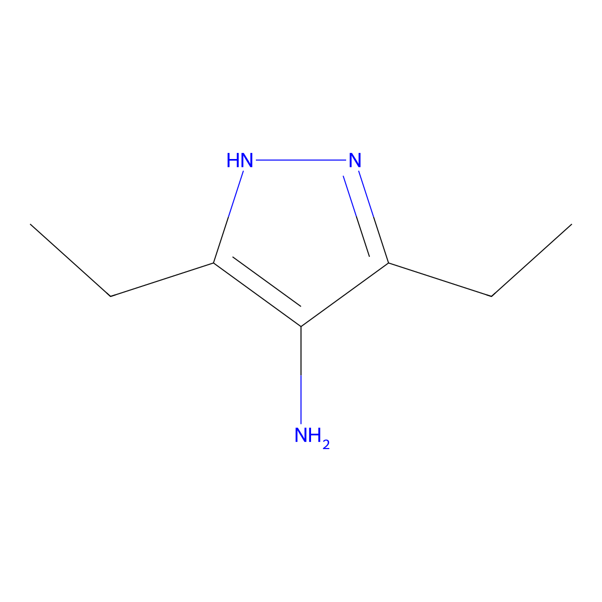 3,5-diethyl-1H-pyrazol-4-amine molecular structure, CAS 1817793-40-0