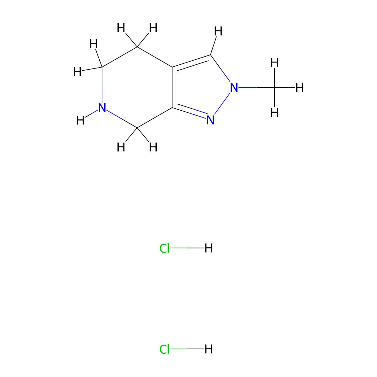 2-Methyl-4,5,6,7-tetrahydro-2H-pyrazolo[3,4-c]pyridine dihydrochloride molecular structure, CAS 1817794-84-5