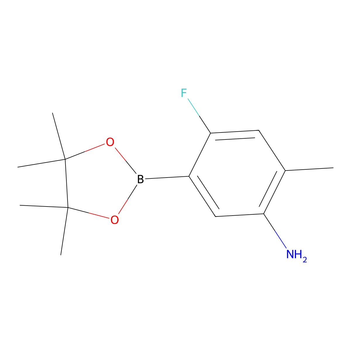 4-Fluoro-2-methyl-5-(4,4,5,5-tetramethyl-1,3,2-dioxaborolan-2-yl)aniline molecular structure, CAS 1817801-55-0
