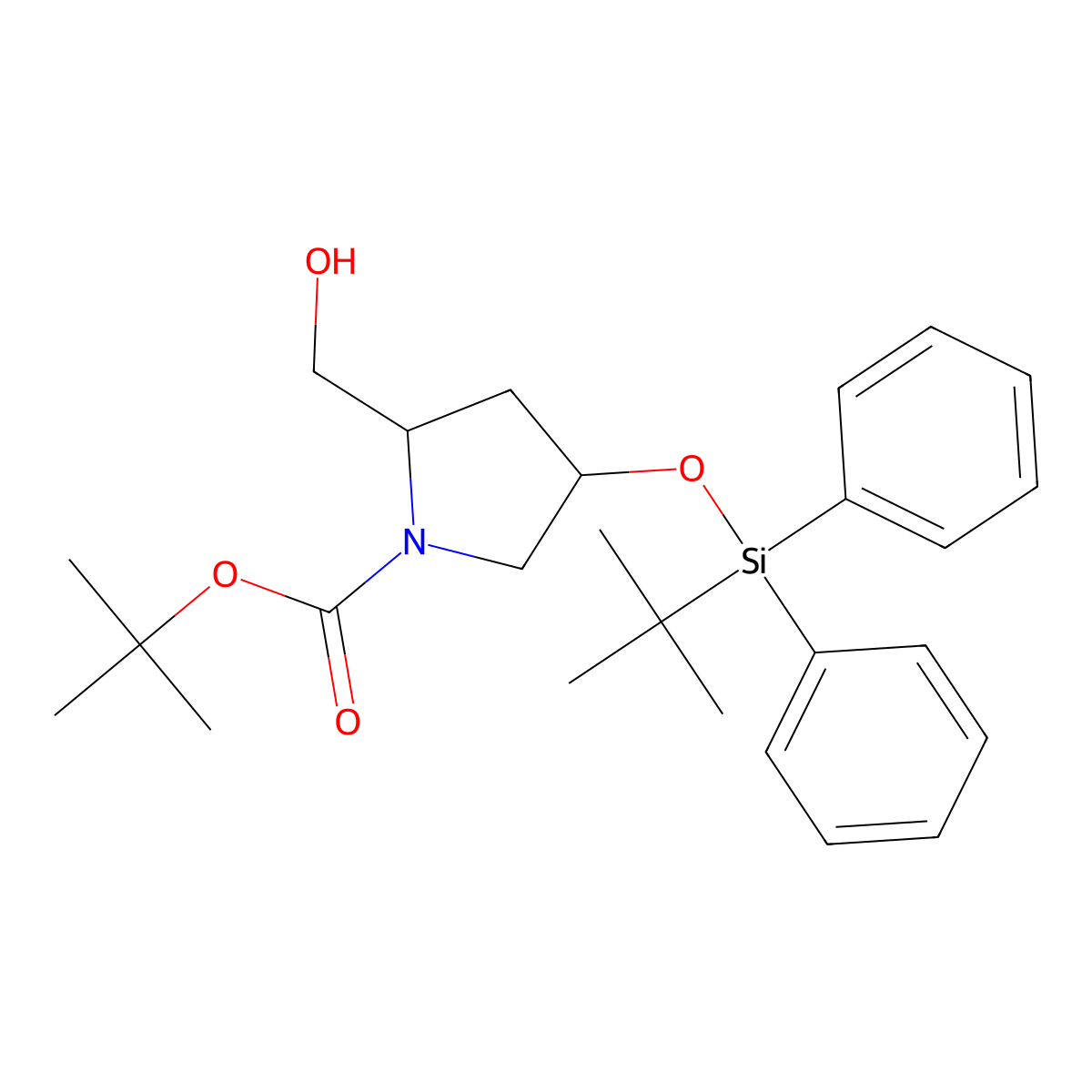 Tert-butyl 4-[tert-butyl(diphenyl)silyl]oxy-2-(hydroxymethyl)pyrrolidine-1-carboxylate molecular structure, CAS 1817818-77-1