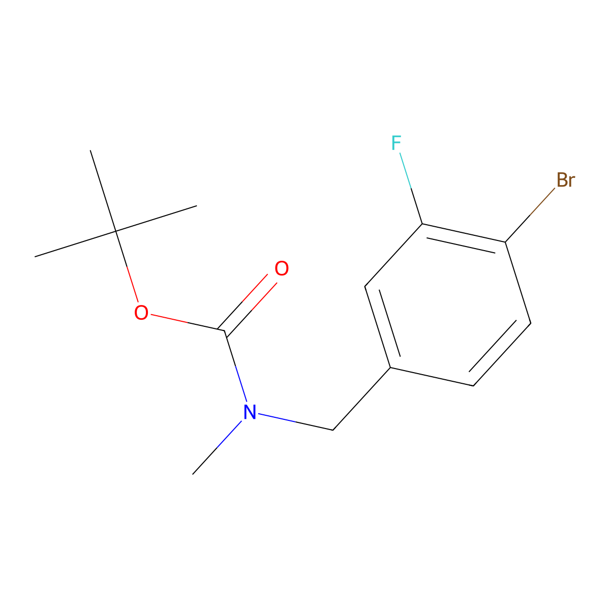 tert-butyl N-[(4-bromo-3-fluorophenyl)methyl]-N-methylcarbamate molecular structure, CAS 1817818-92-0