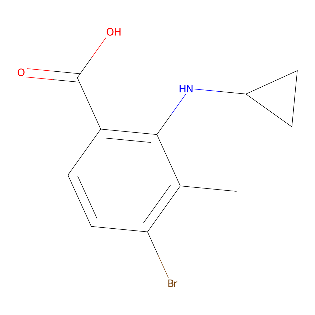 4-Bromo-2-(cyclopropylamino)-3-methylbenzoic acid molecular structure, CAS 1817835-18-9