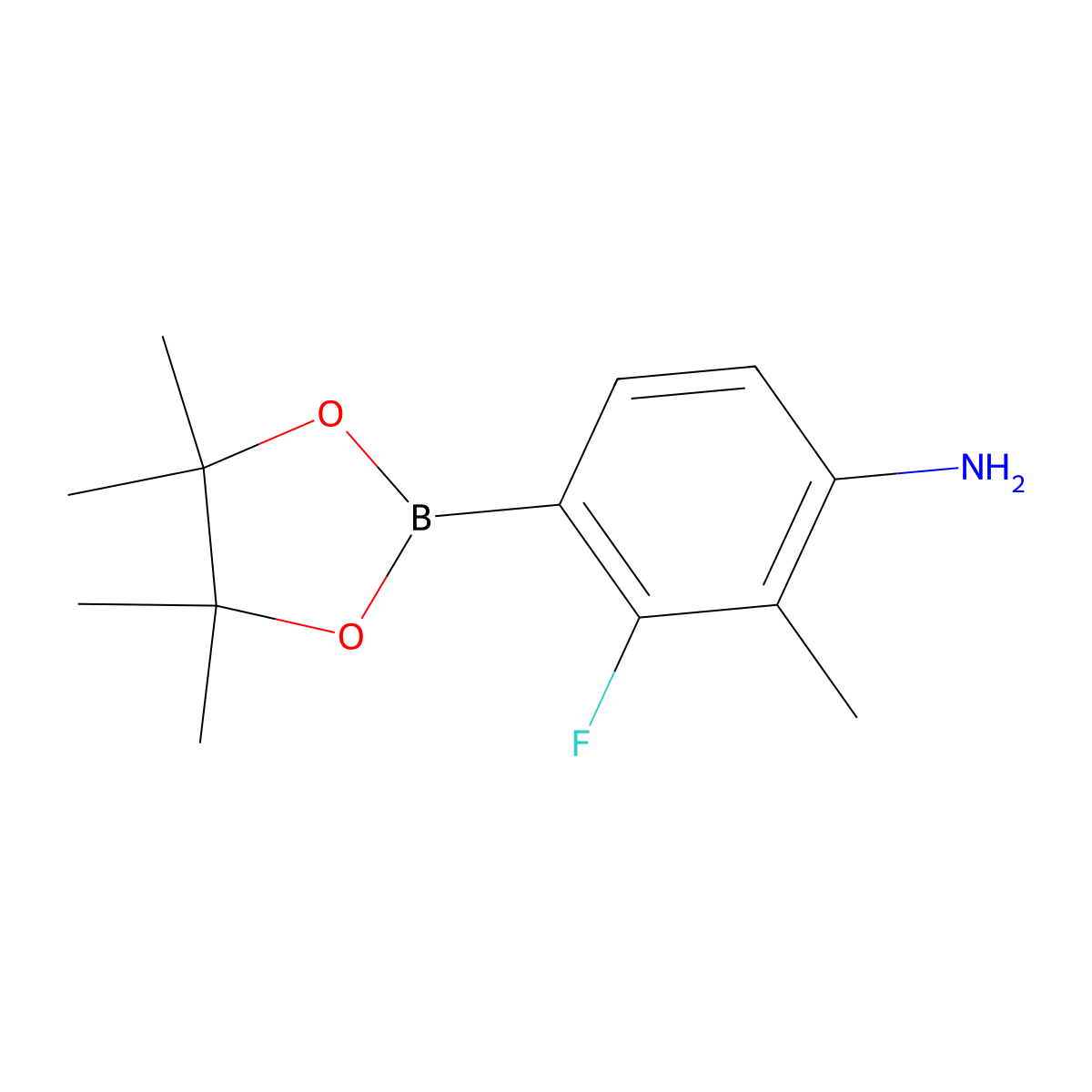 3-Fluoro-2-methyl-4-(4,4,5,5-tetramethyl-1,3,2-dioxaborolan-2-yl)aniline molecular structure, CAS 1817835-74-7