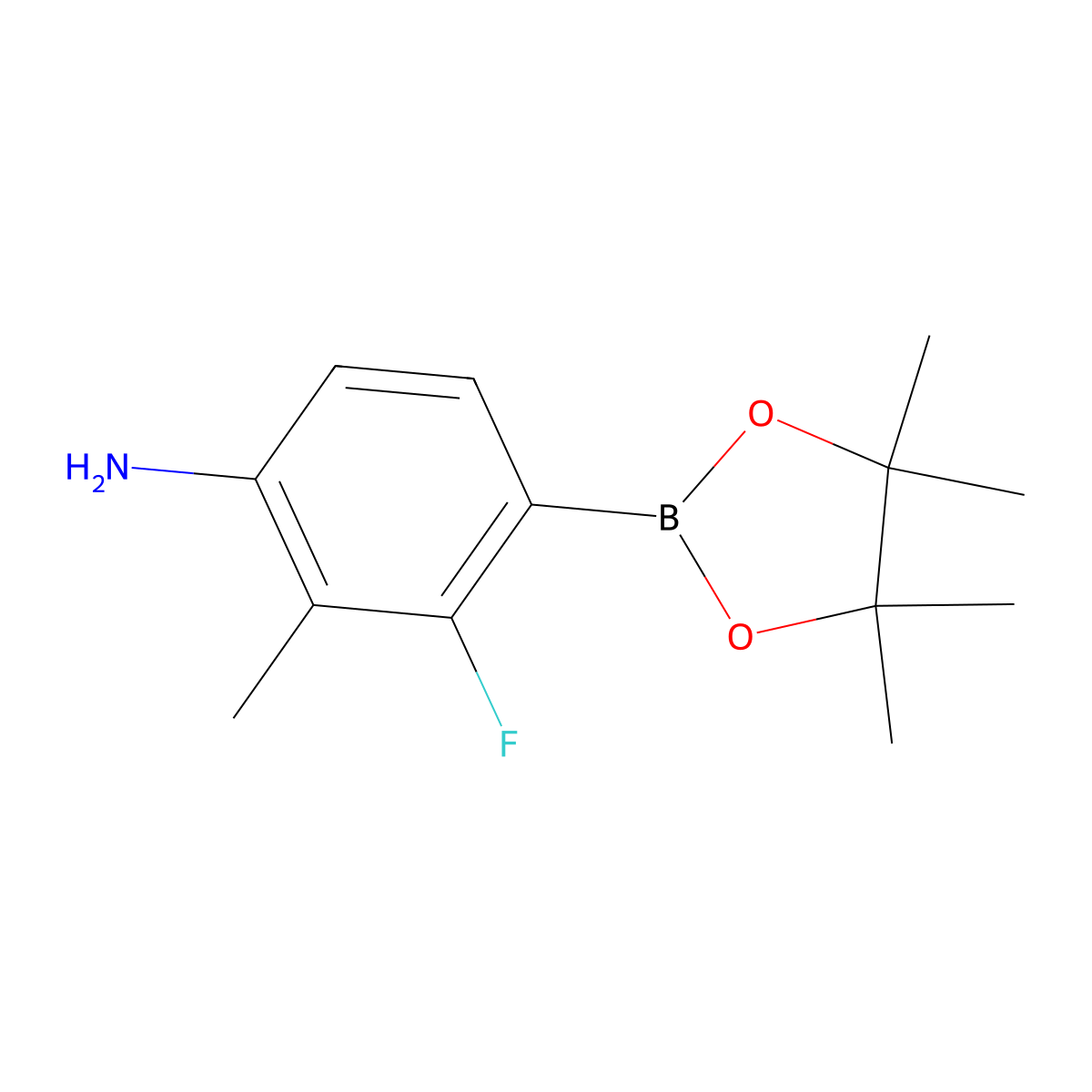 3-Fluoro-2-methyl-4-(4,4,5,5-tetramethyl-1,3,2-dioxaborolan-2-yl)aniline molecular structure, CAS 1817835-74-7