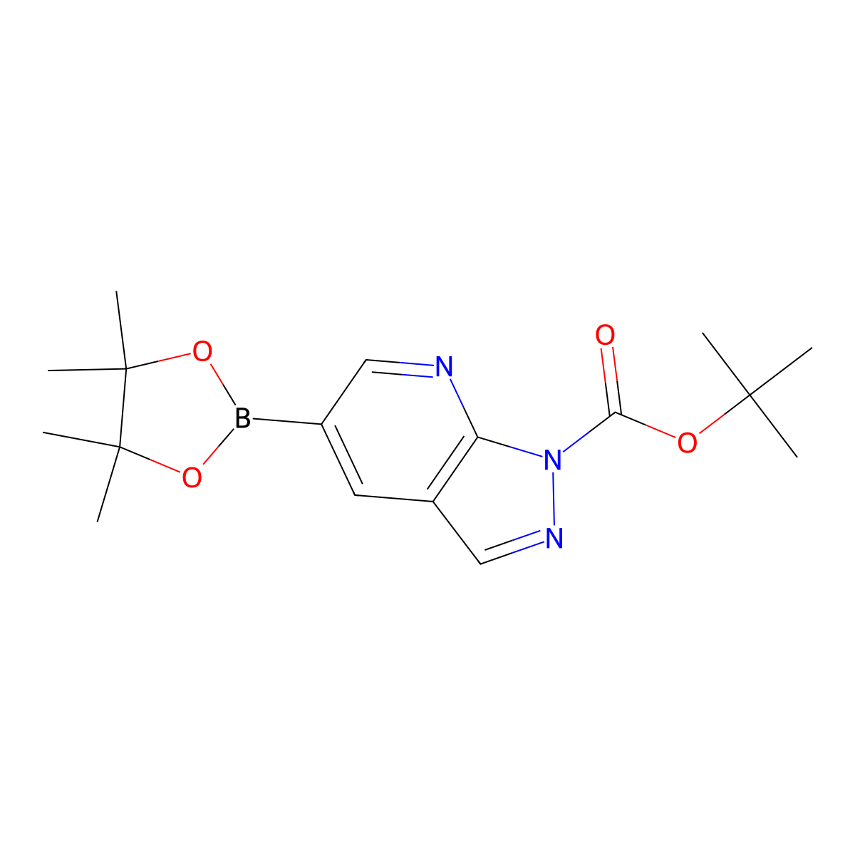 tert-Butyl 5-(4,4,5,5-tetramethyl-1,3,2-dioxaborolan-2-yl)-1H-pyrazolo[3,4-b]pyridine-1-carboxylate molecular structure, CAS 1817835-80-5