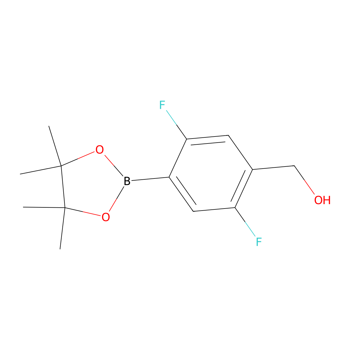 (2,5-Difluoro-4-(4,4,5,5-tetramethyl-1,3,2-dioxaborolan-2-yl)phenyl)methanol molecular structure, CAS 1817835-84-9