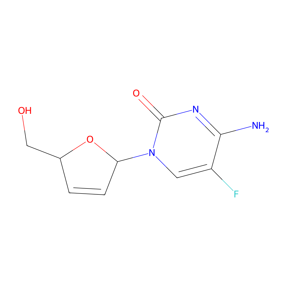 Elvucitabine molecular structure, CAS 181785-84-2