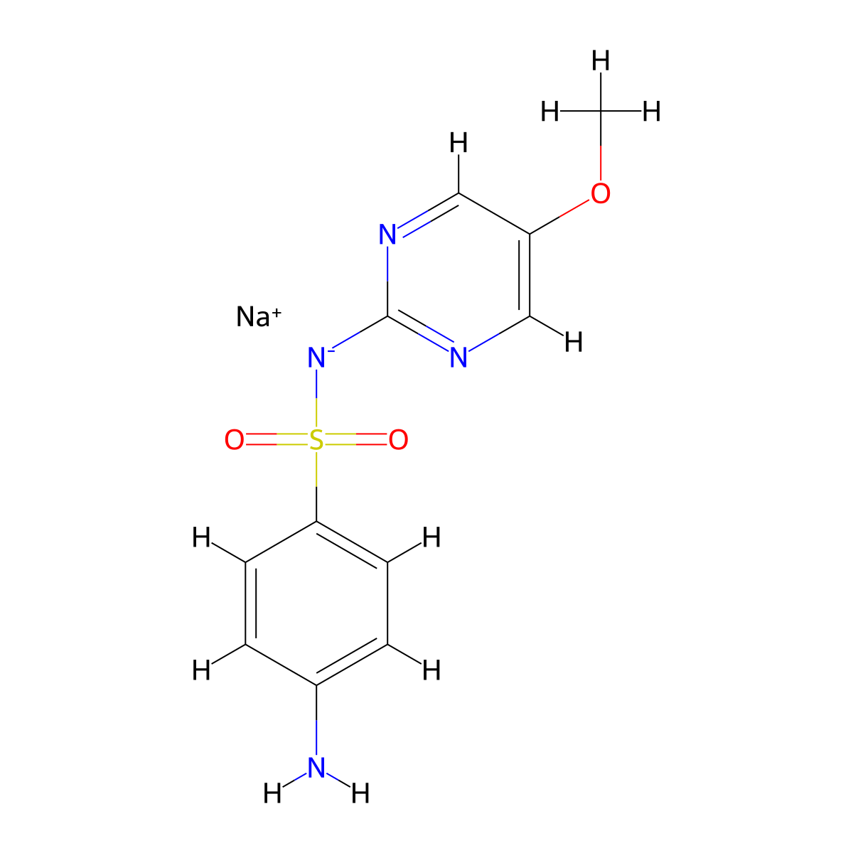 Sulfametoxydiazine sodium molecular structure, CAS 18179-67-4