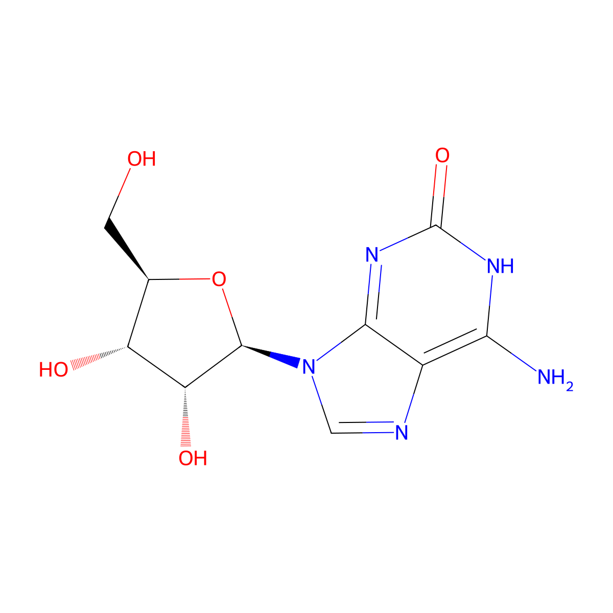 Isoguanosine molecular structure, CAS 1818-71-9