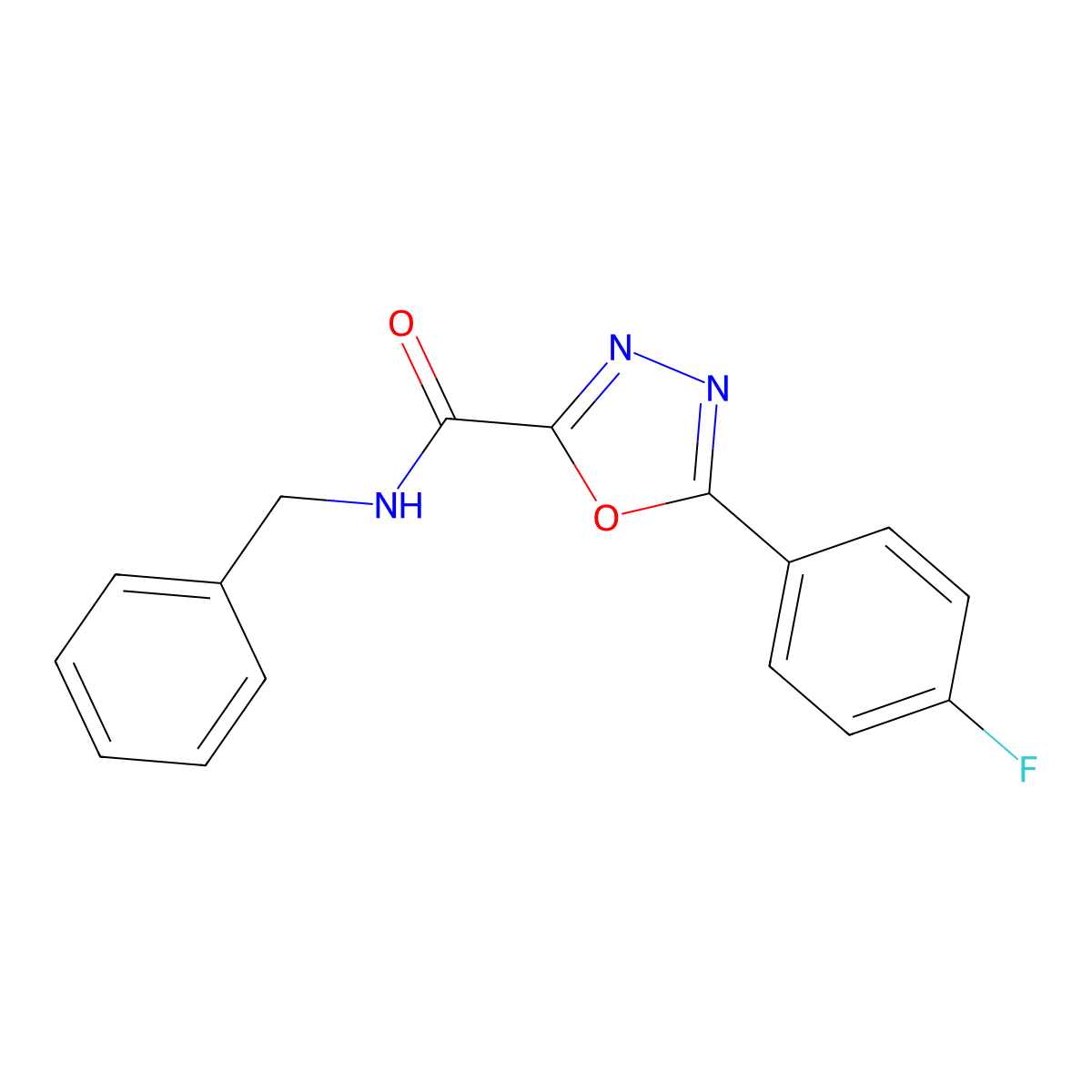 N-Benzyl-5-(4-fluorophenyl)-1,3,4-oxadiazole-2-carboxamide molecular structure, CAS 181801-54-7
