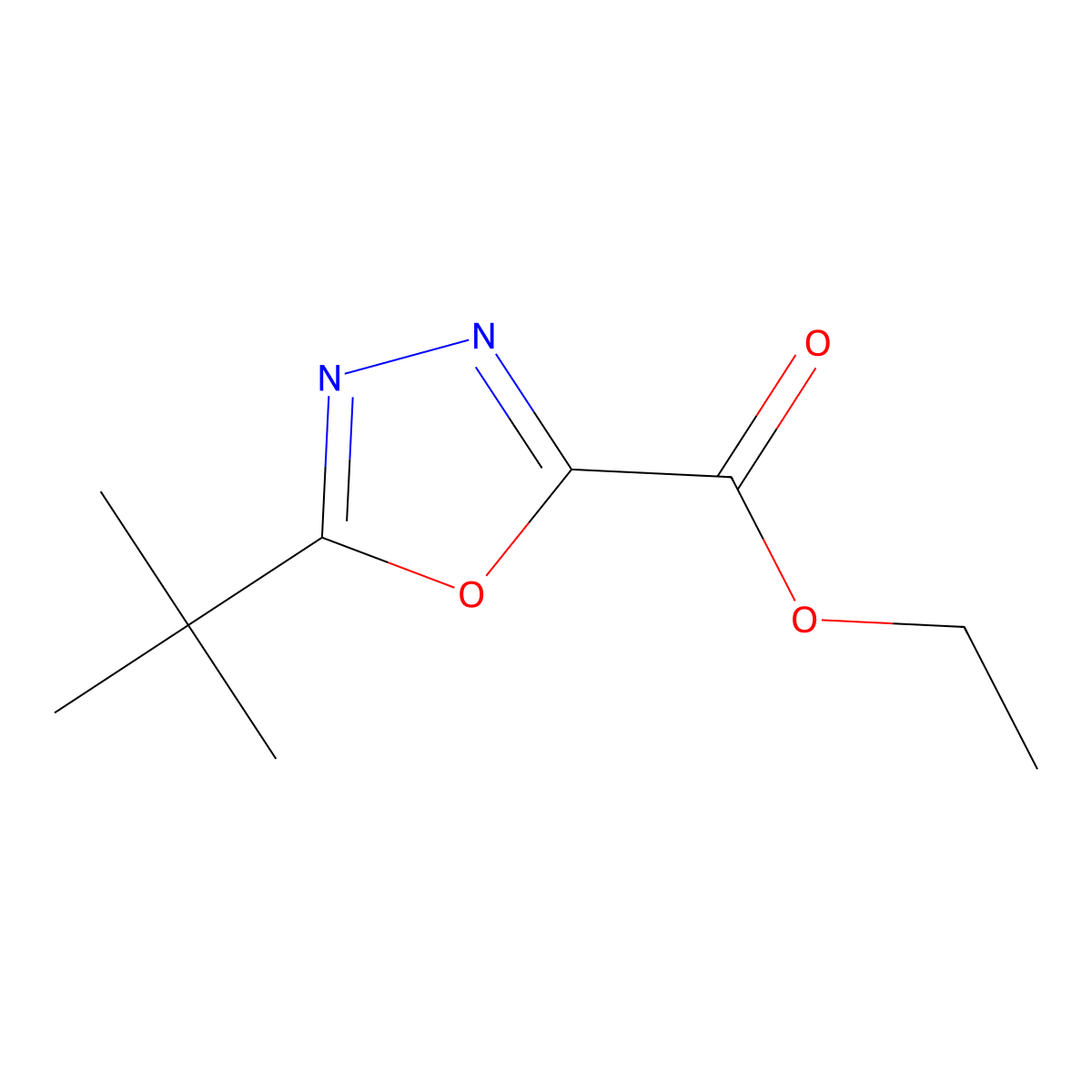 Ethyl 5-tert-butyl-1,3,4-oxadiazole-2-carboxylate molecular structure, CAS 181803-33-8