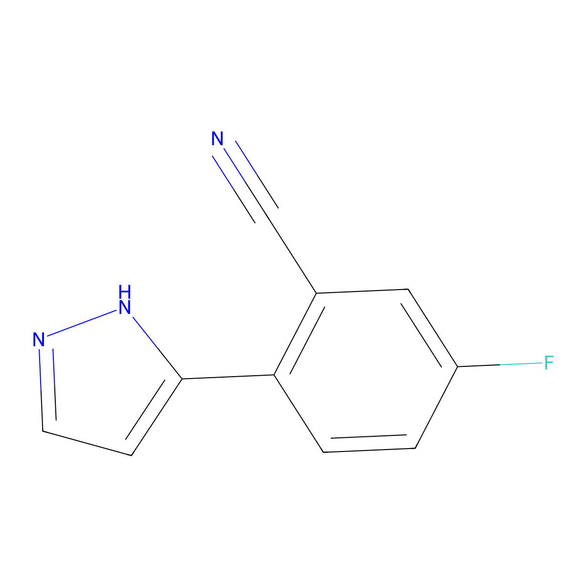 5-fluoro-2-(1H-pyrazol-3-yl)benzonitrile molecular structure, CAS 1818031-28-5