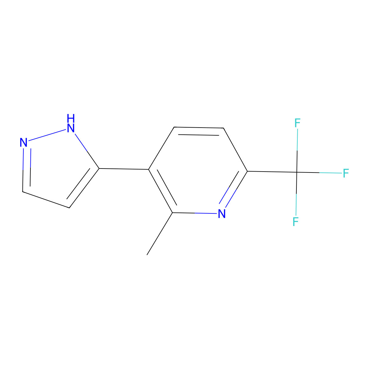 2-Methyl-3-(1H-pyrazol-5-yl)-6-(trifluoromethyl)pyridine molecular structure, CAS 1818100-16-1