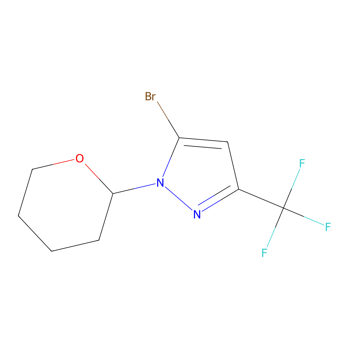 5-Bromo-1-(oxan-2-YL)-3-(trifluoromethyl)-1H-pyrazole molecular structure, CAS 1818227-69-8