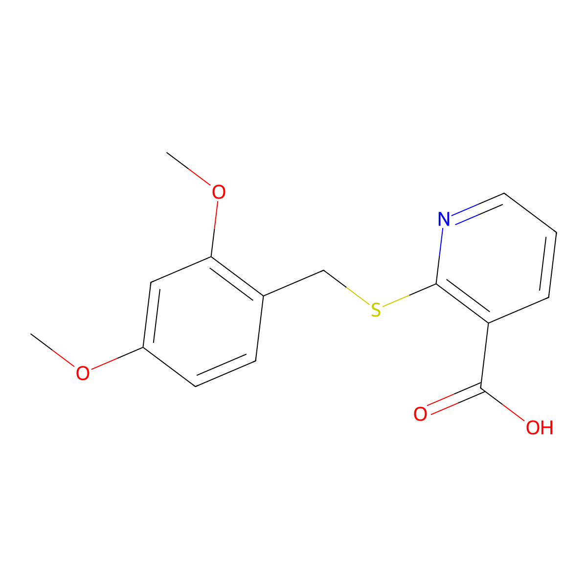2-((2,4-Dimethoxybenzyl)thio)nicotinic acid molecular structure, CAS 181823-27-8