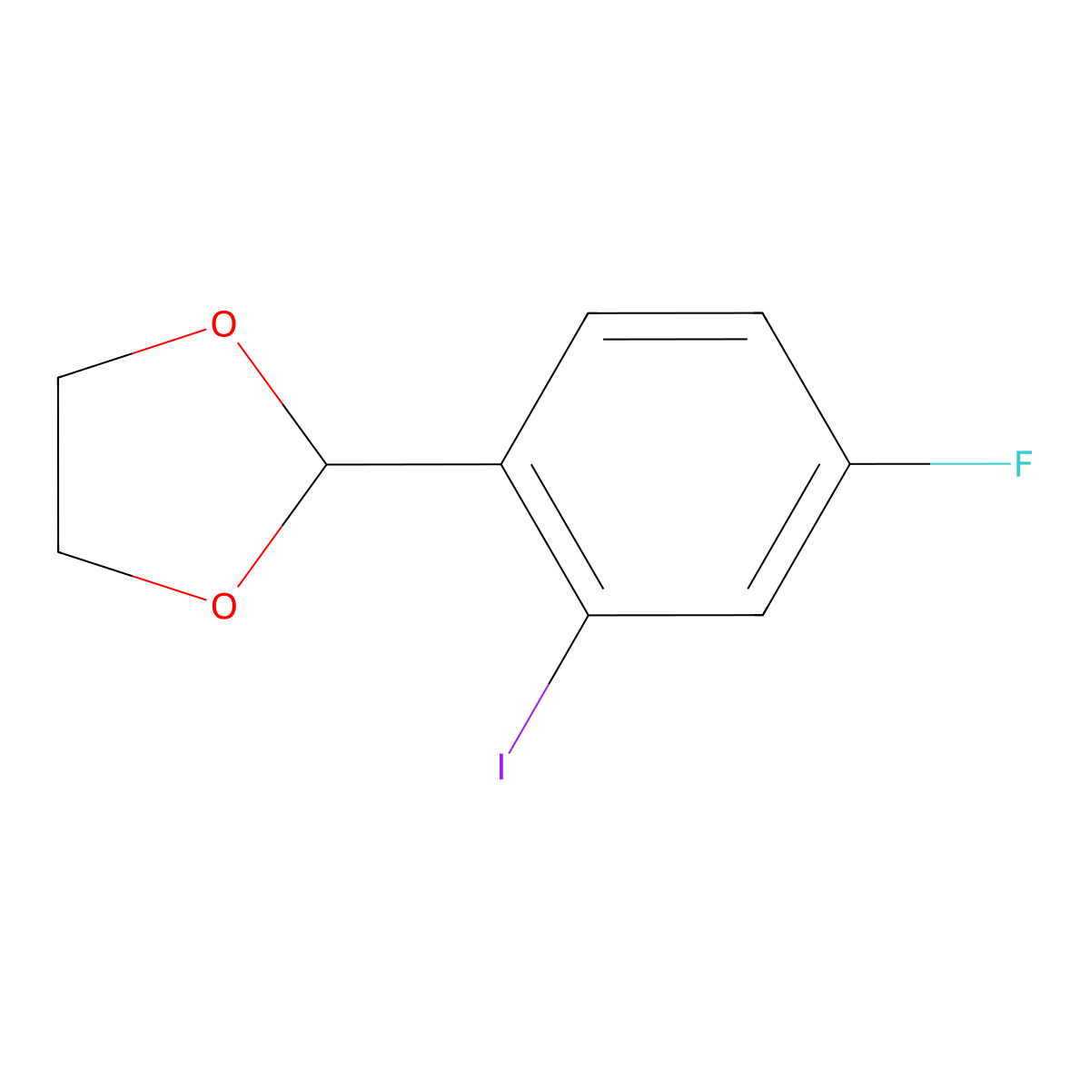2-(4-Fluoro-2-iodophenyl)-1,3-dioxolane molecular structure, CAS 1818236-78-0