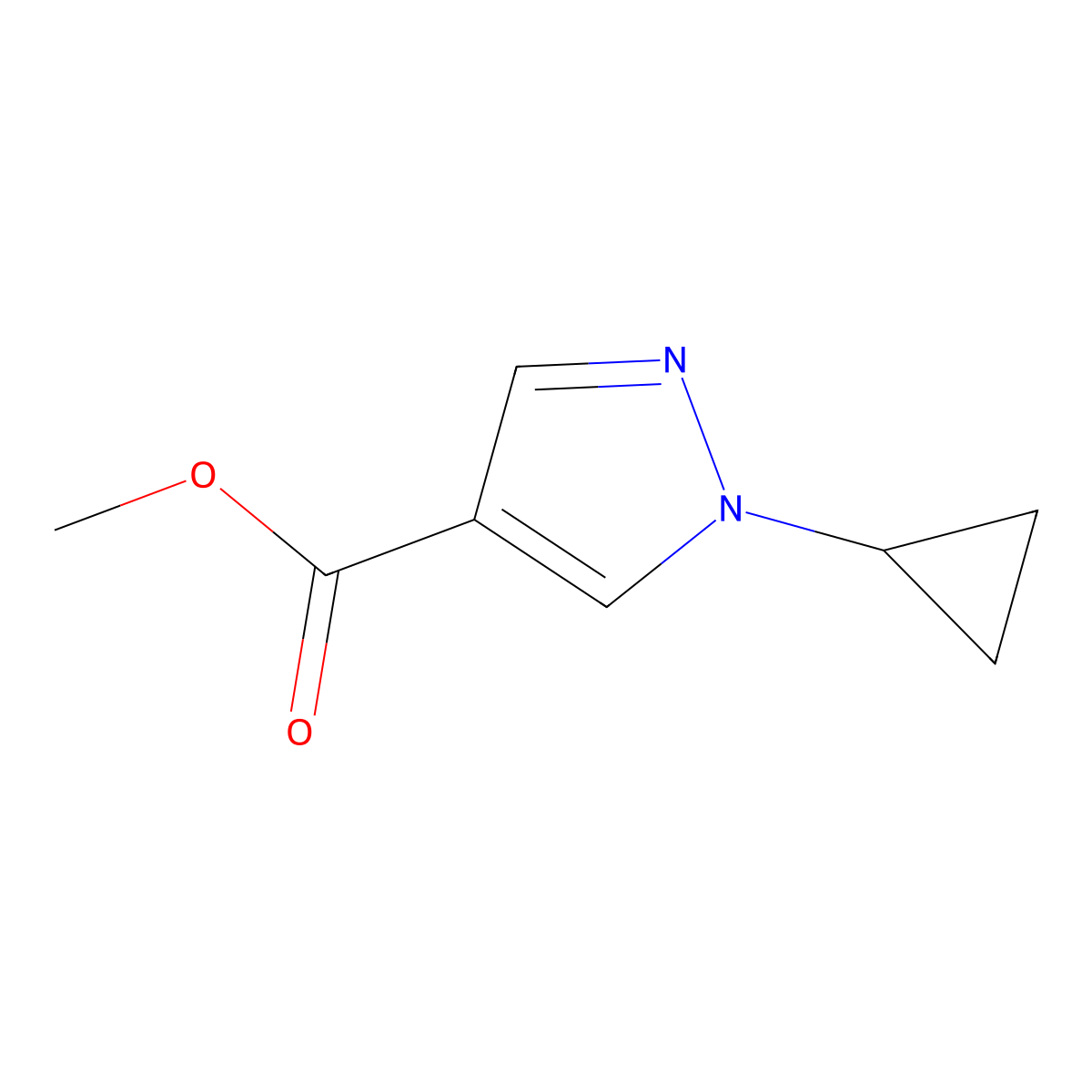 Methyl 1-cyclopropyl-1H-pyrazole-4-carboxylate molecular structure, CAS 1818341-66-0