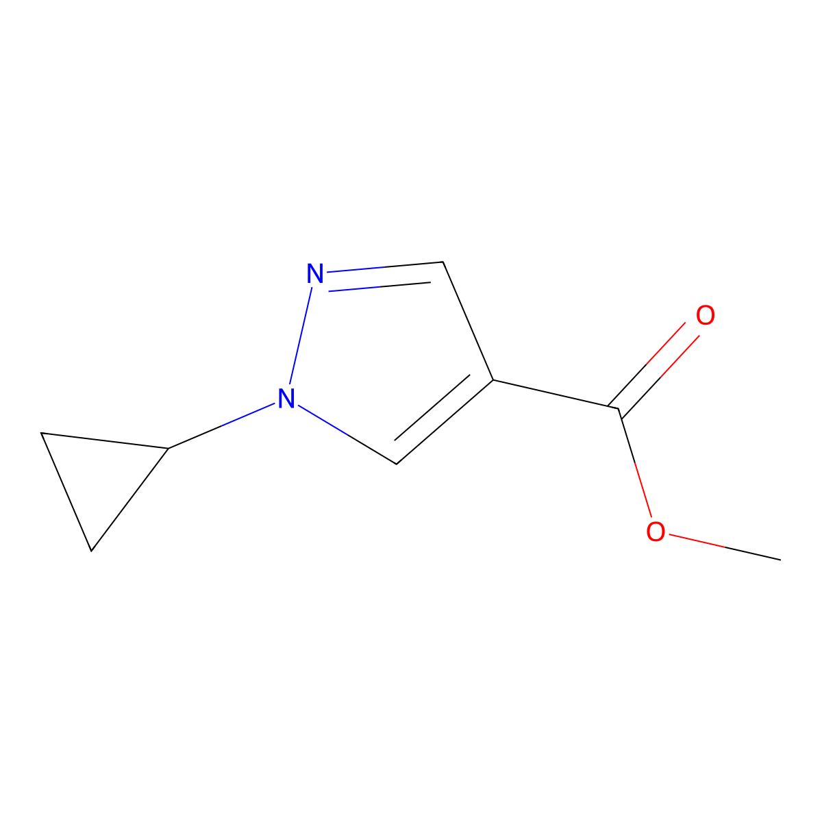 Methyl 1-cyclopropyl-1H-pyrazole-4-carboxylate molecular structure, CAS 1818341-66-0