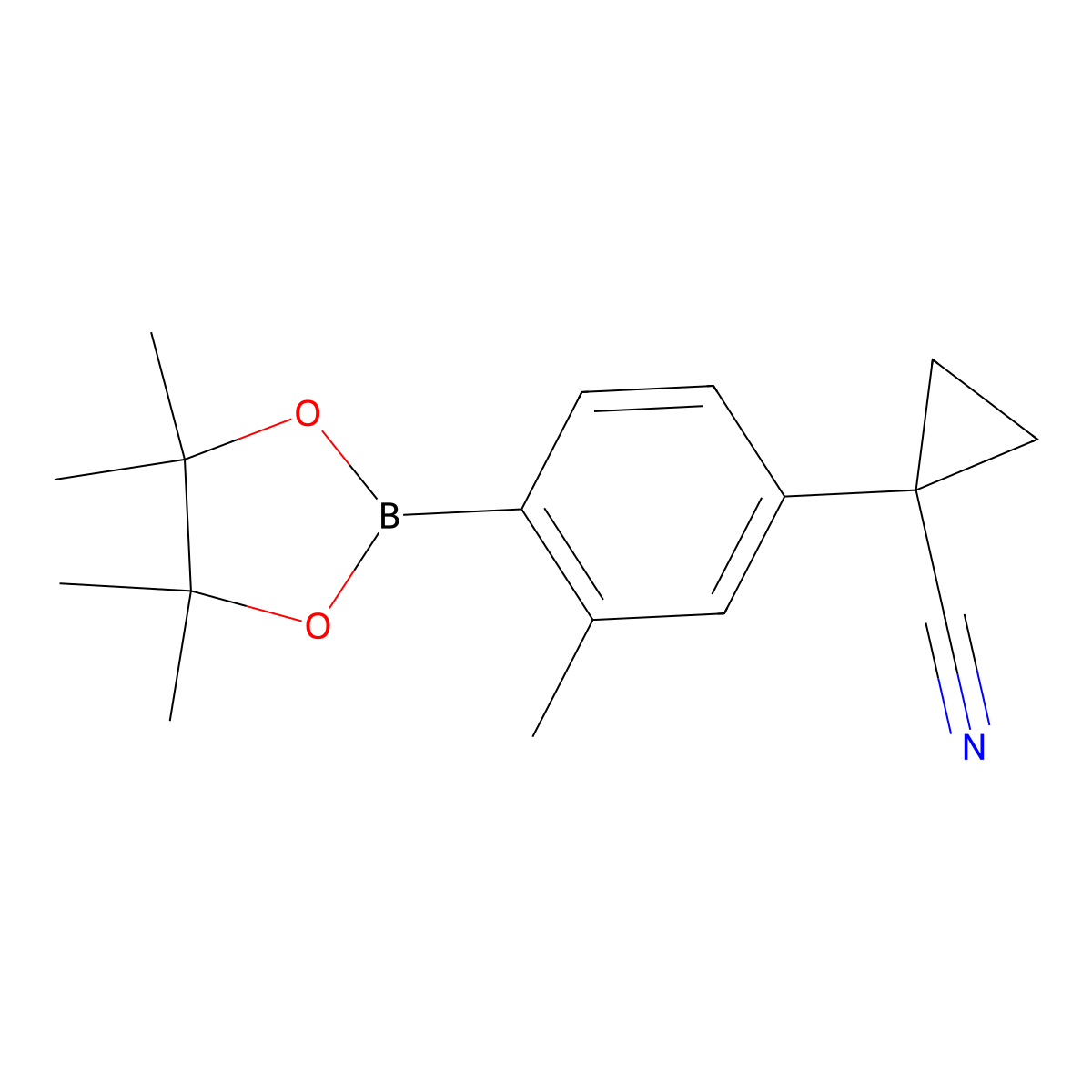 1-(3-Methyl-4-(4,4,5,5-tetramethyl-1,3,2-dioxaborolan-2-yl)phenyl)cyclopropanecarbonitrile molecular structure, CAS 1818380-84-5