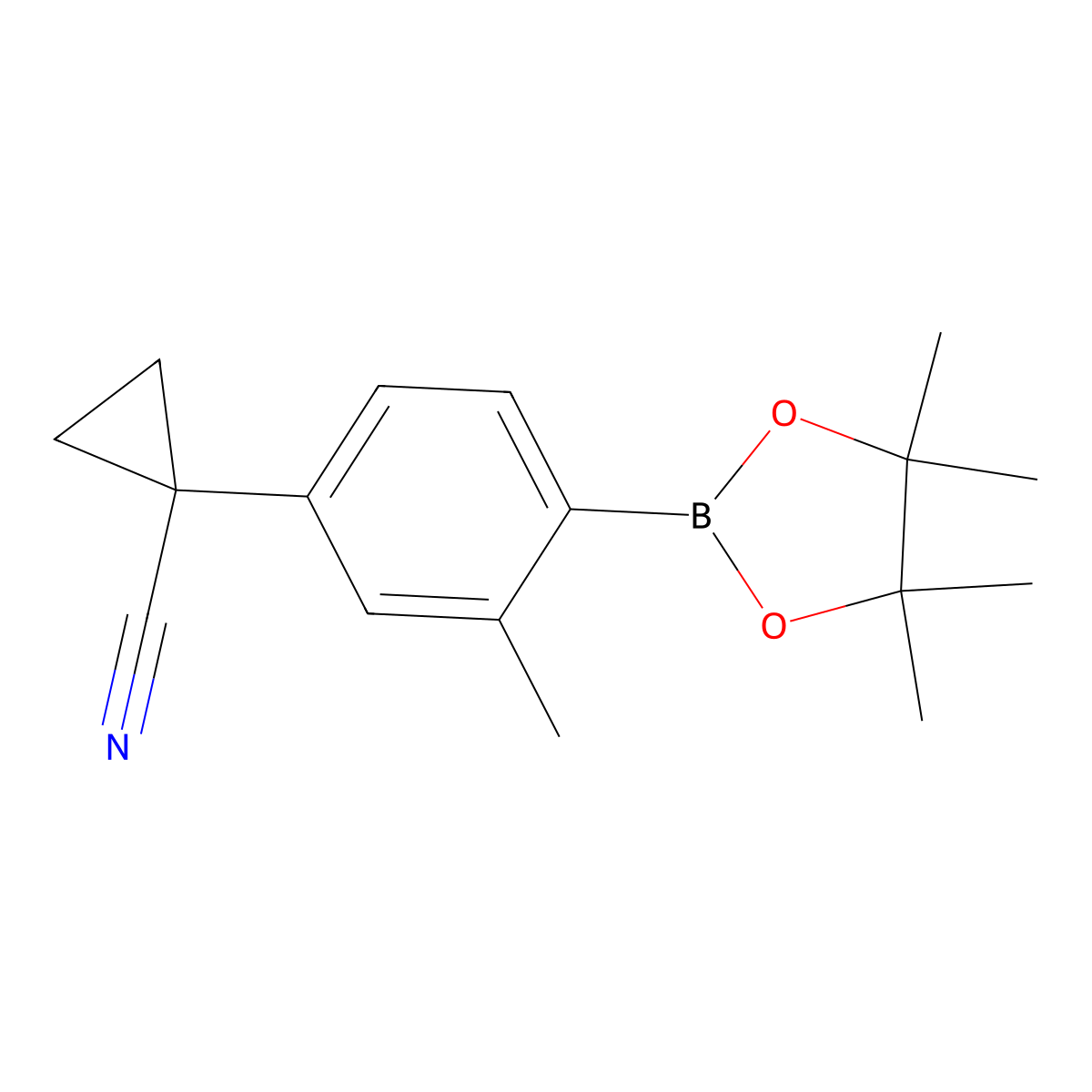 1-(3-Methyl-4-(4,4,5,5-tetramethyl-1,3,2-dioxaborolan-2-yl)phenyl)cyclopropanecarbonitrile molecular structure, CAS 1818380-84-5