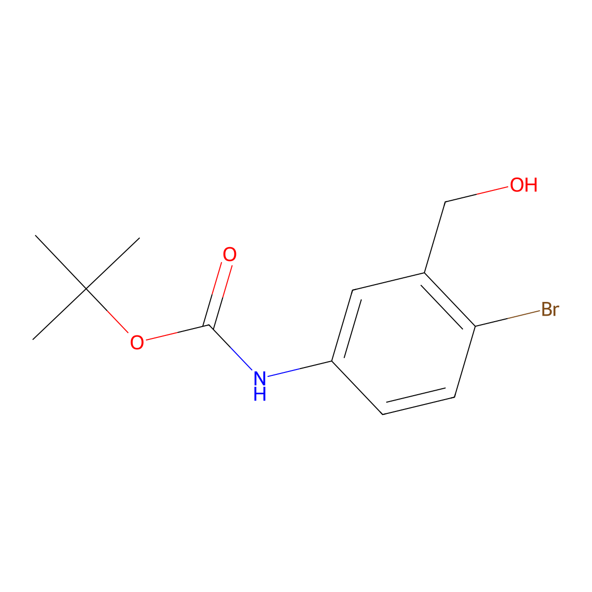 tert-butyl N-[4-bromo-3-(hydroxymethyl)phenyl]carbamate molecular structure, CAS 1818411-94-7