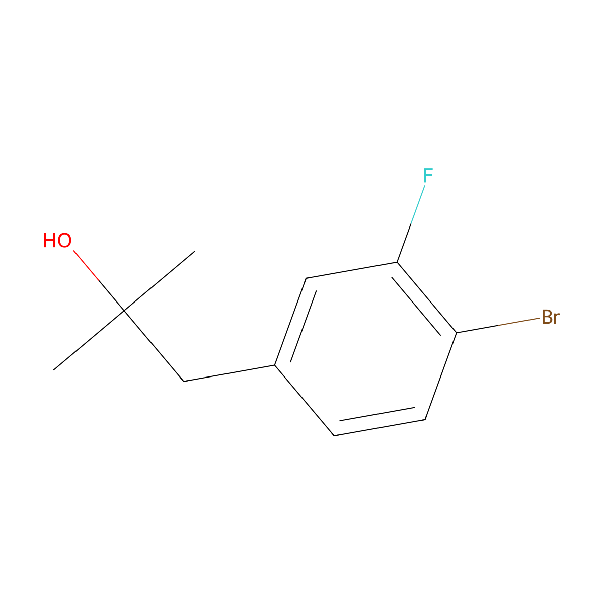 1-(4-Bromo-3-fluorophenyl)-2-methylpropan-2-ol molecular structure, CAS 1818412-23-5