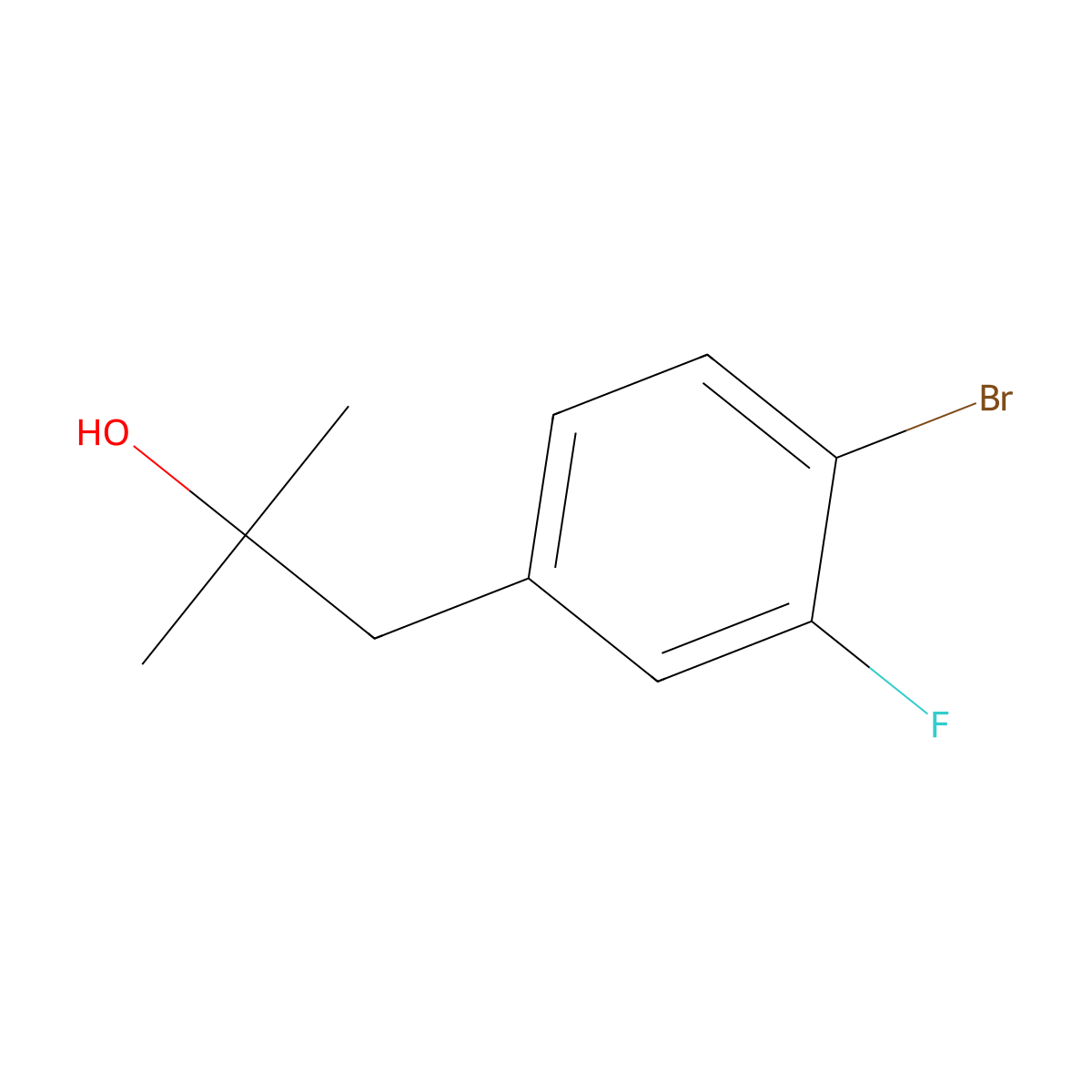 1-(4-Bromo-3-fluorophenyl)-2-methylpropan-2-ol molecular structure, CAS 1818412-23-5