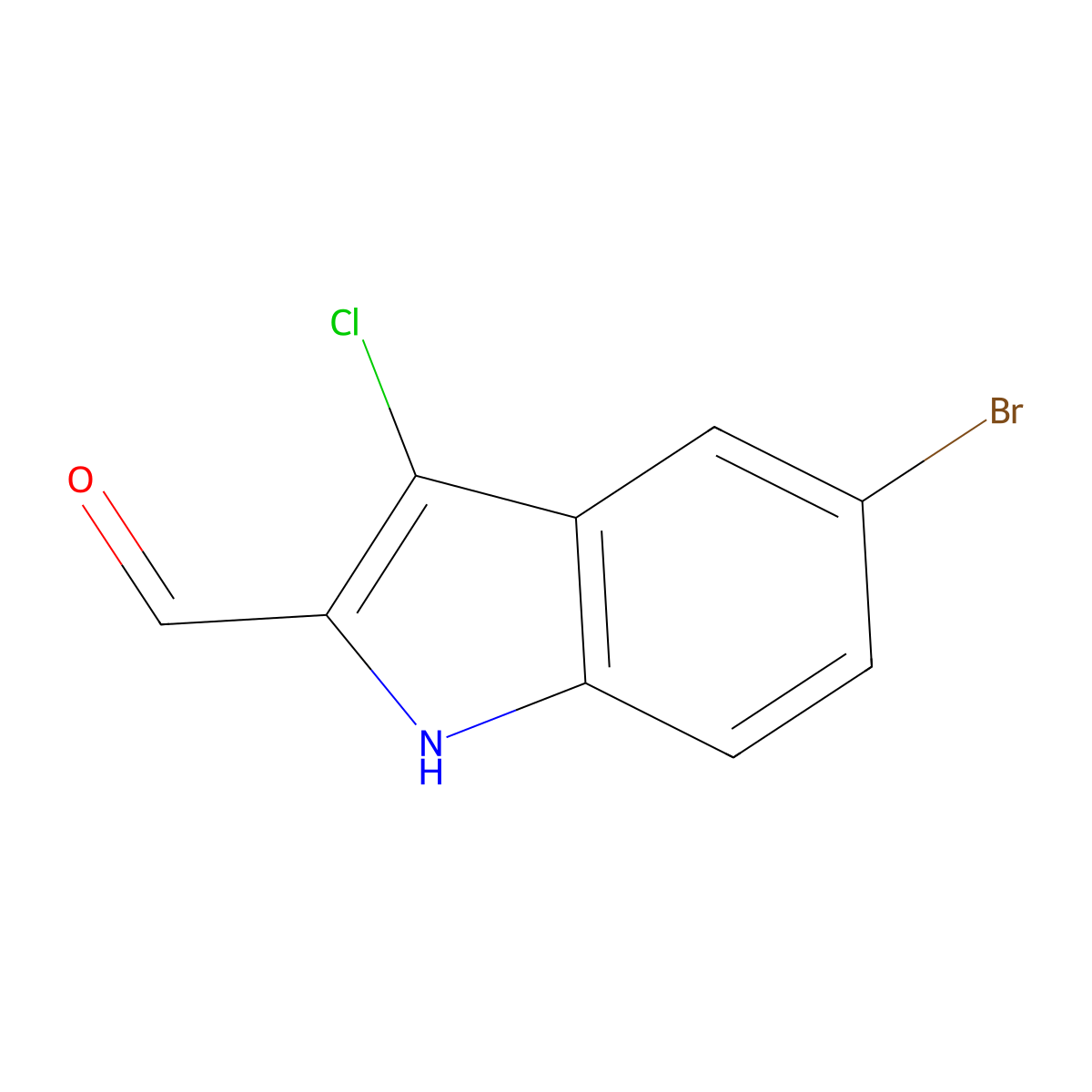 5-bromo-3-chloro-1H-indole-2-carbaldehyde molecular structure, CAS 181861-48-3