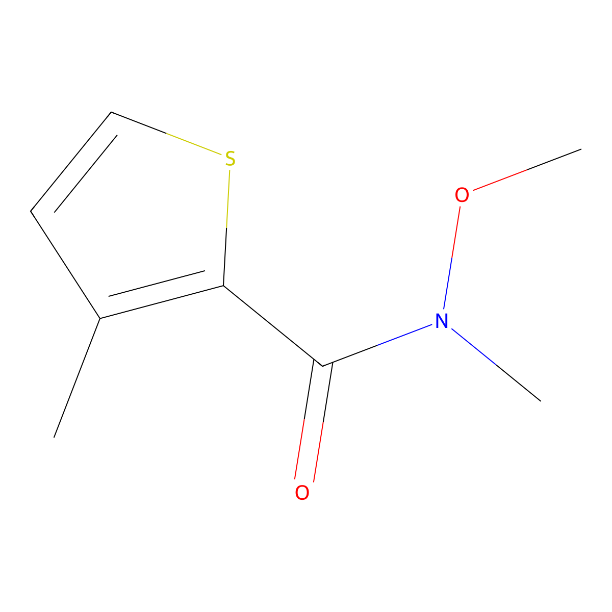 N-methoxy-N,3-dimethylthiophene-2-carboxamide molecular structure, CAS 181868-50-8