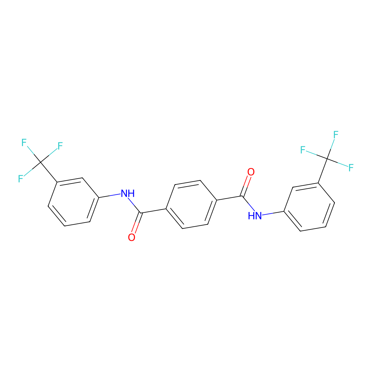1-N,4-N-bis[3-(trifluoromethyl)phenyl]benzene-1,4-dicarboxamide molecular structure, CAS 181872-46-8