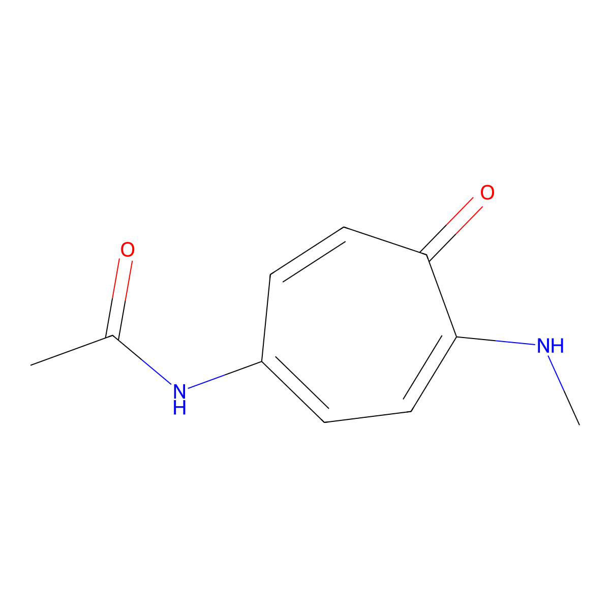 Acetamide, N-(4-(methylamino)-5-oxo-1,3,6-cycloheptatrien-1-yl)- molecular structure, CAS 18188-68-6