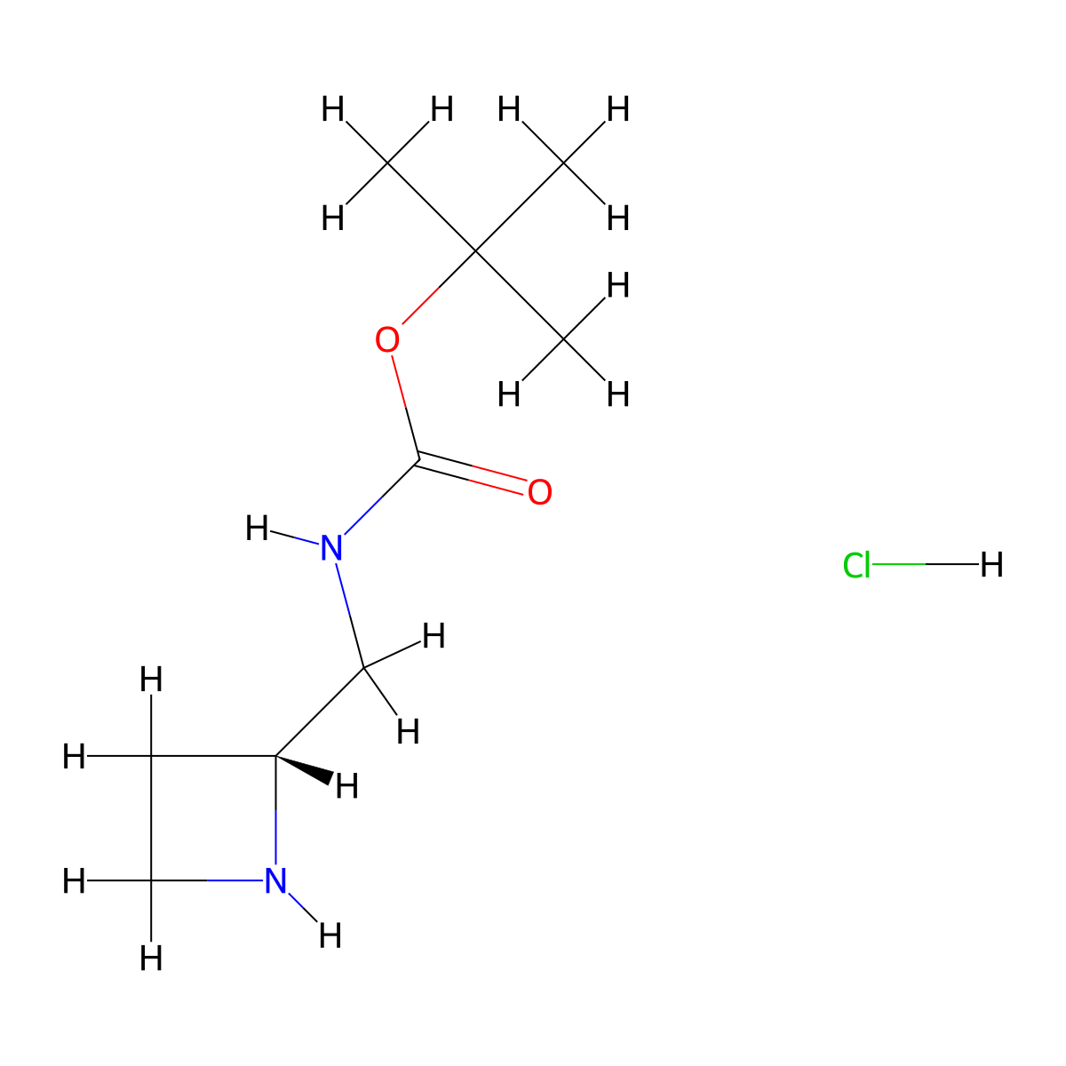 tert-Butyl N-[(2R)-azetidin-2-ylmethyl]carbamate hydrochloride molecular structure, CAS 1818843-14-9