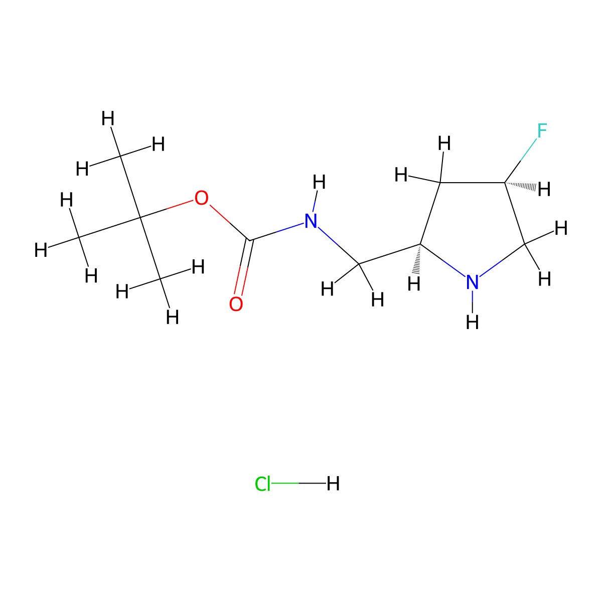 tert-butyl N-{[(2R,4R)-4-fluoropyrrolidin-2-yl]methyl}carbamate hydrochloride molecular structure, CAS 1818843-16-1