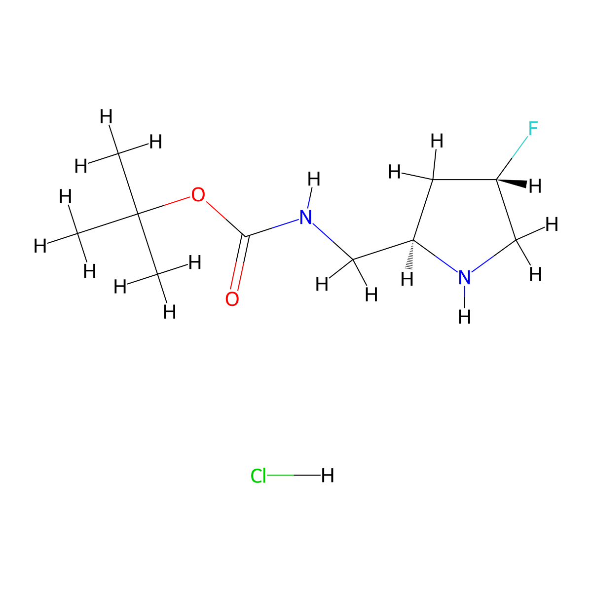 tert-butyl N-{[(2R,4S)-4-fluoropyrrolidin-2-yl]methyl}carbamate hydrochloride molecular structure, CAS 1818843-18-3