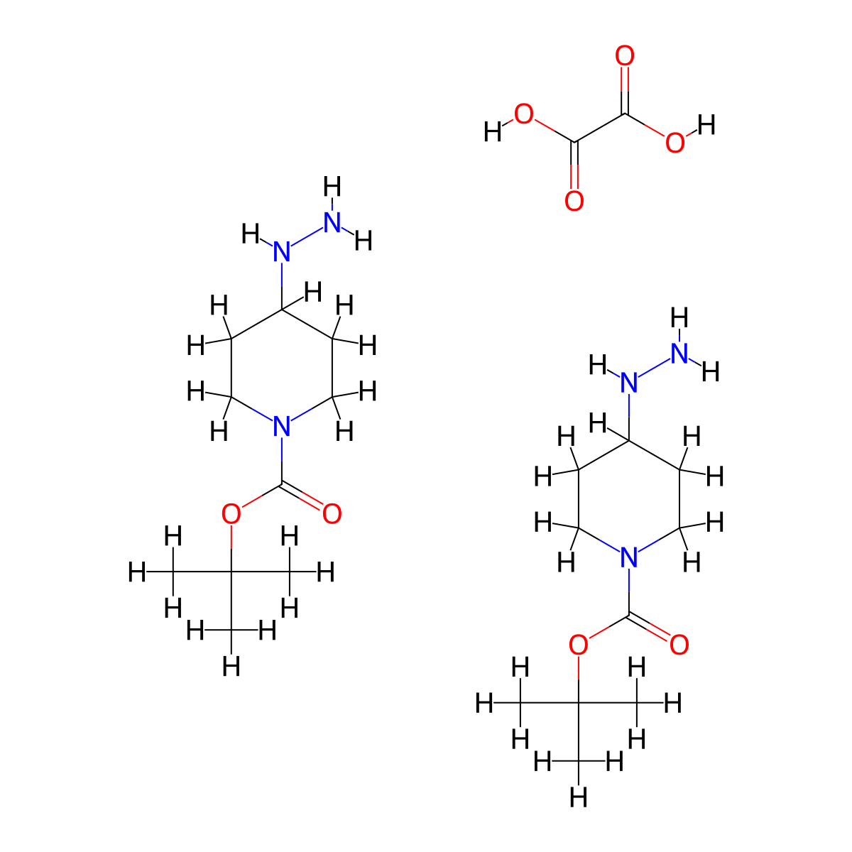 tert-Butyl 4-hydrazinylpiperidine-1-carboxylate hemioxalate molecular structure, CAS 1818847-34-5