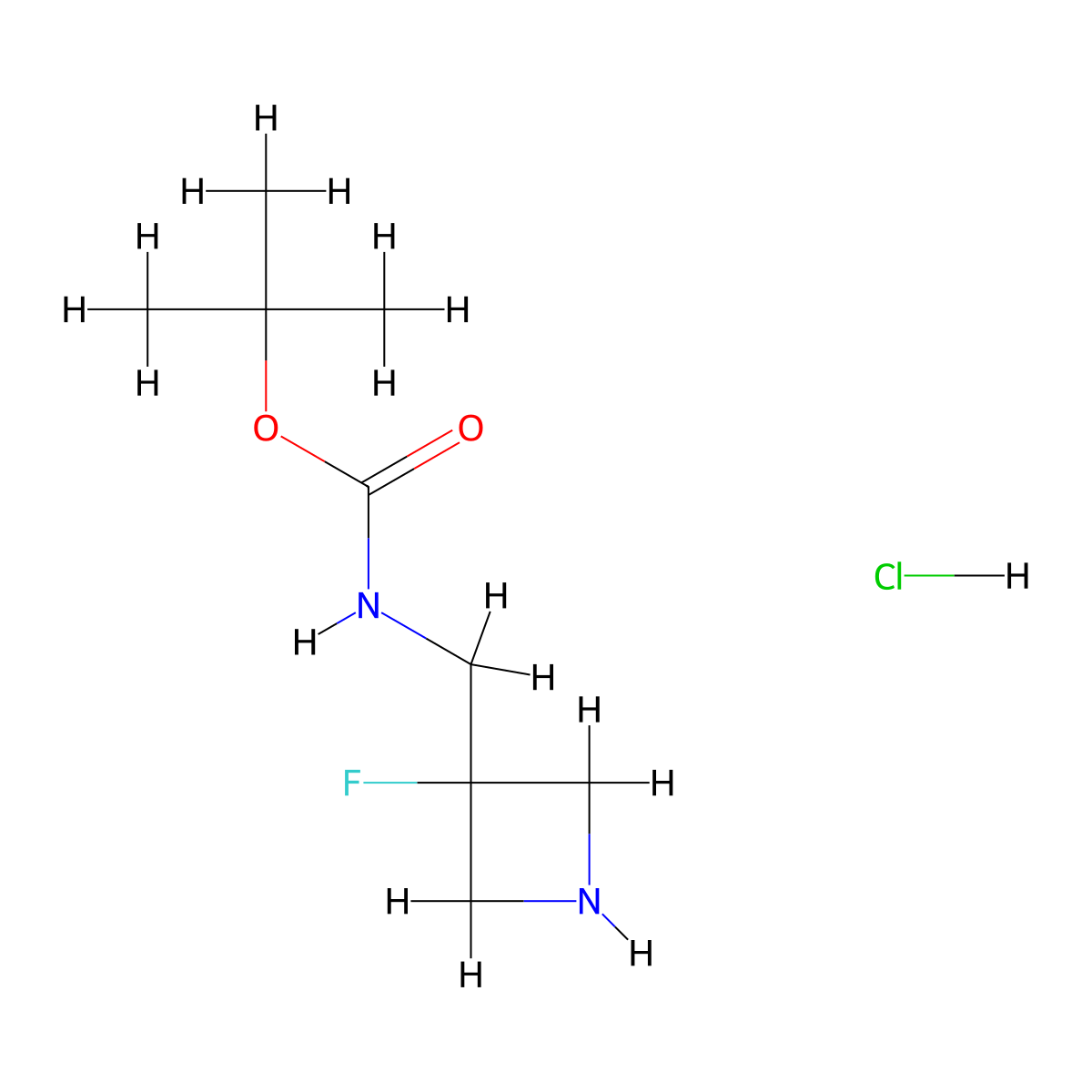tert-butyl N-[(3-fluoroazetidin-3-yl)methyl]carbamate hydrochloride molecular structure, CAS 1818847-51-6