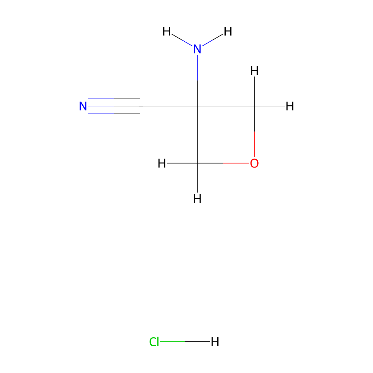 3-Aminooxetane-3-carbonitrile hydrochloride molecular structure, CAS 1818847-73-2