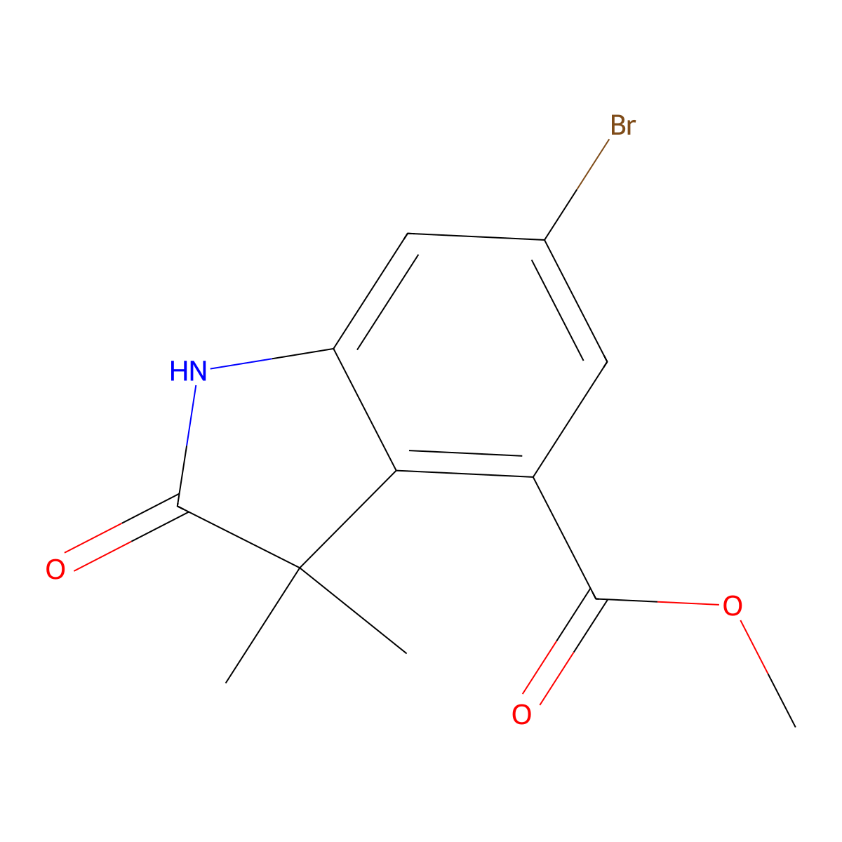 Methyl 6-bromo-3,3-dimethyl-2-oxoindoline-4-carboxylate molecular structure, CAS 1818847-76-5