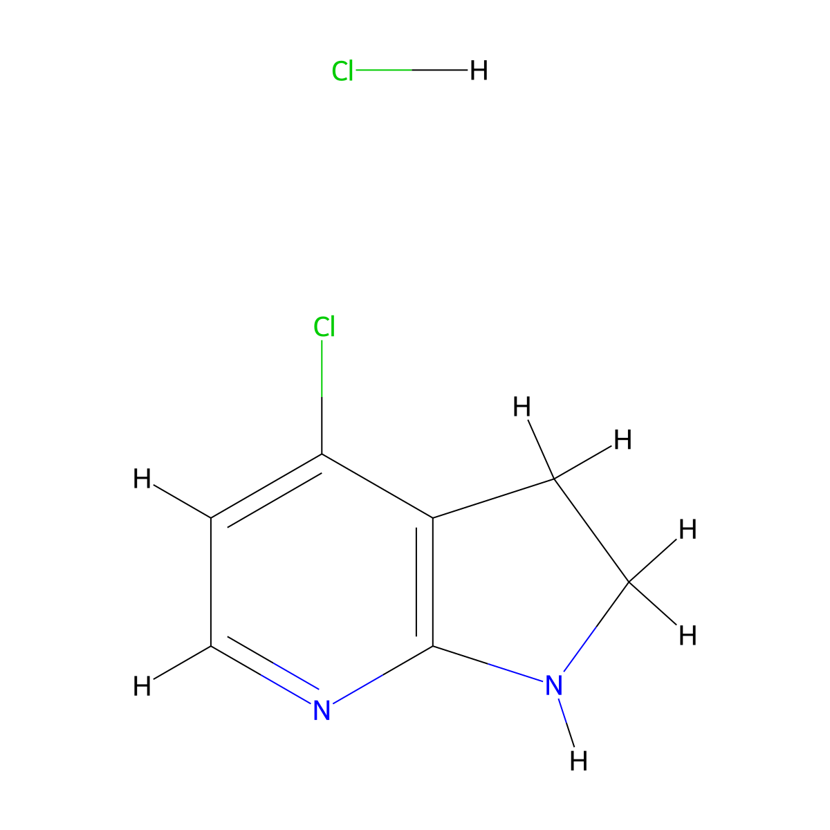 4-chloro-1H,2H,3H-pyrrolo[2,3-b]pyridine hydrochloride molecular structure, CAS 1818847-83-4
